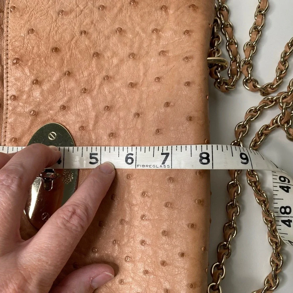 Mulberry Lily Medium Exotic Ostrich Leather Chain Crossbody‎ Shoulder Bag Rare!